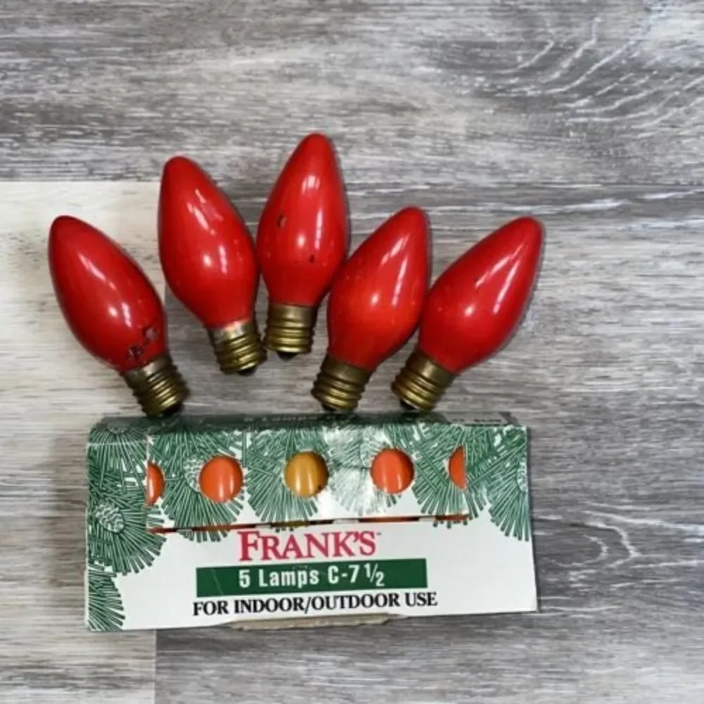 Lot Of 10 Frank’s Nursery Christmas Tree Bulbs C-7 1/2 Red Vintage Orange
